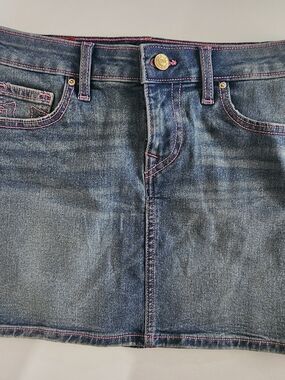 True Religion Blue Denim with Pink Contrast Stitching